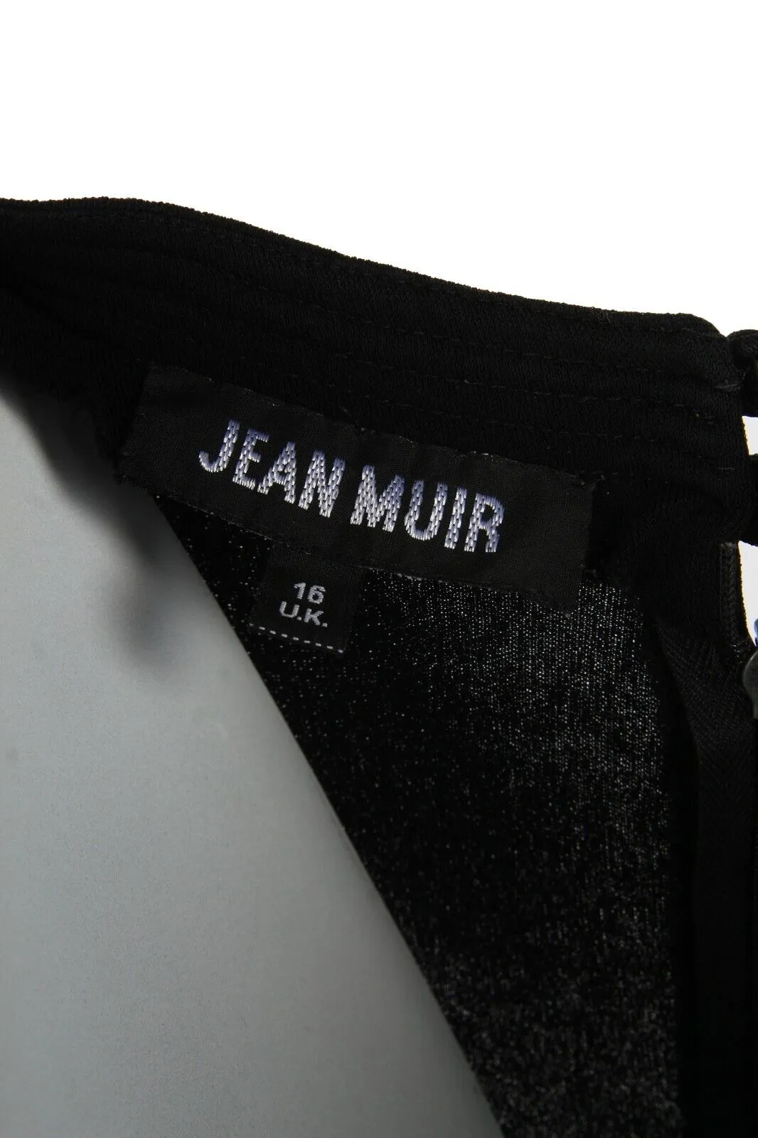 Vintage Jean Muir Rayon Crepe Jersey Dress Black 3/4 Sleeve 80S Uk 16 - Pepper Tree London