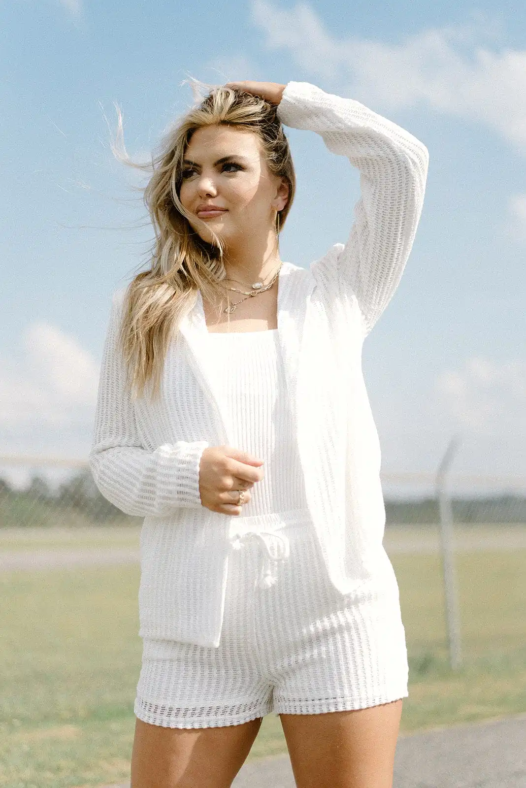 White Crochet Set Shorts