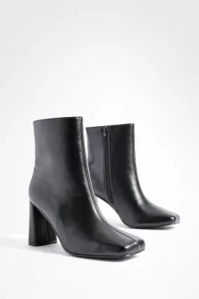 Wide Width Block Heel Pu Ankle Boots