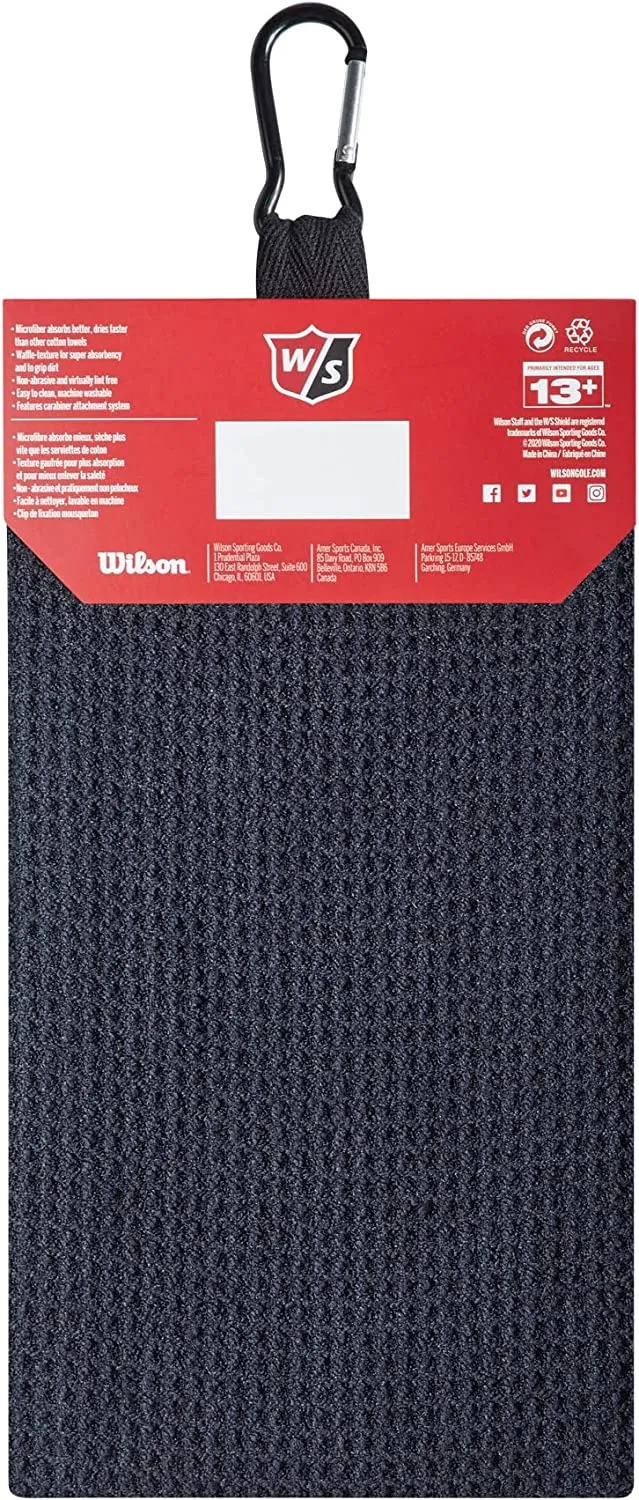 Wilson Staff Microfiber Trifold Golf Towel 16 x 21 Black