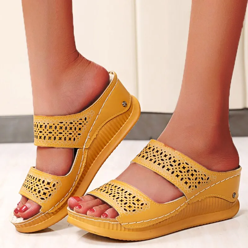 Women's Casual Retro Lightweight Breathable Open Toe Hi-heel Sandals