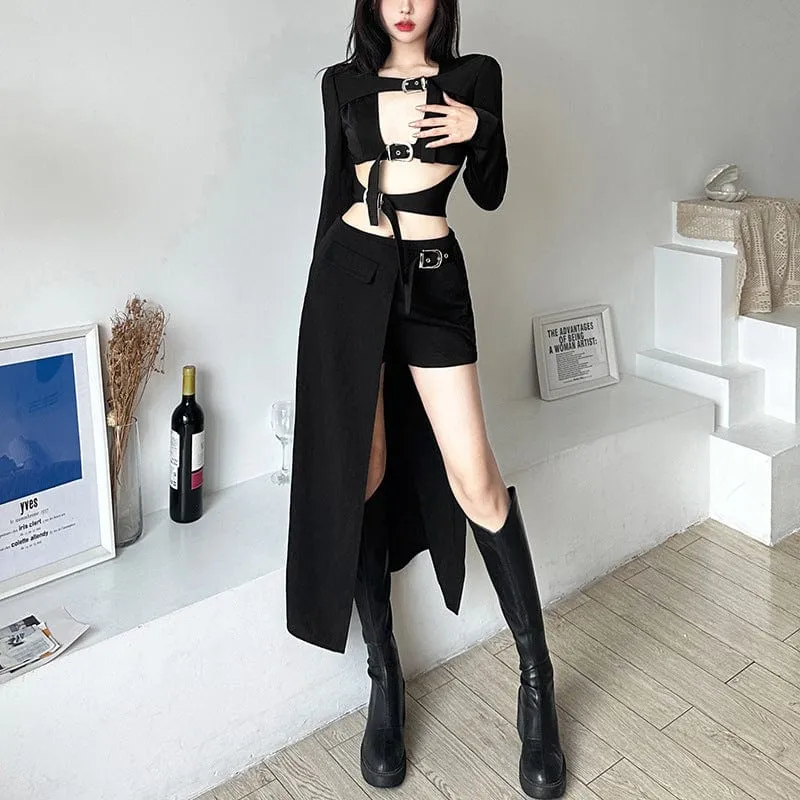 Women's Punk High-waisted Side Slit Long Skirt