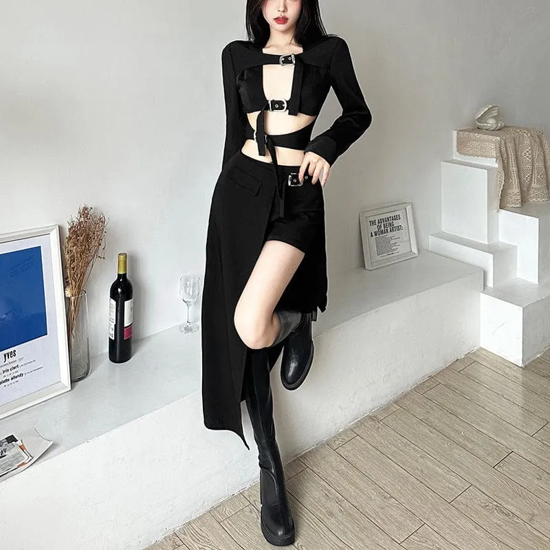 Women's Punk High-waisted Side Slit Long Skirt