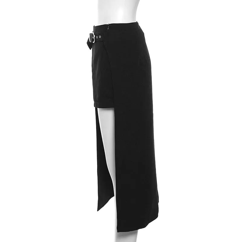 Women's Punk High-waisted Side Slit Long Skirt