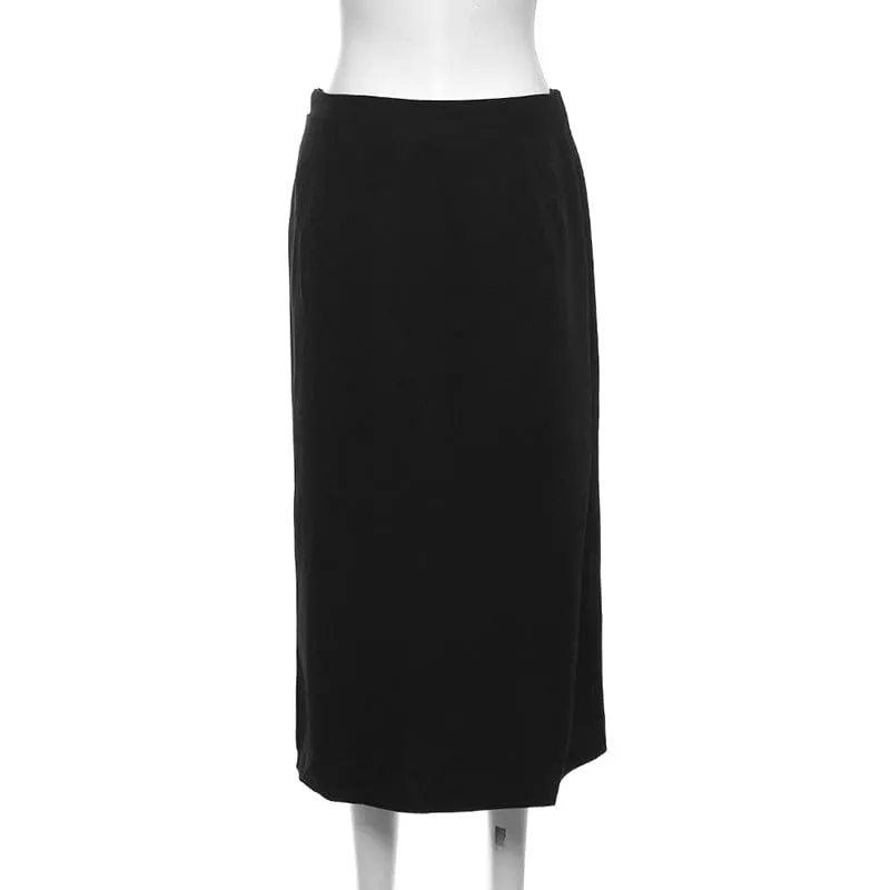 Women's Punk High-waisted Side Slit Long Skirt