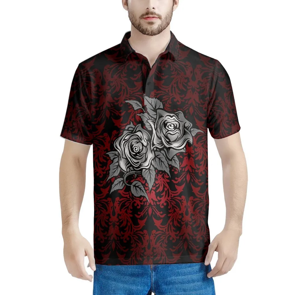 Xituodai Gothic Rose Pattern 2022 Summer Casual Polo Shirt Men Short Sleeve Turn Down Collar Slim Fit Holiday Beach Party Eye-ca