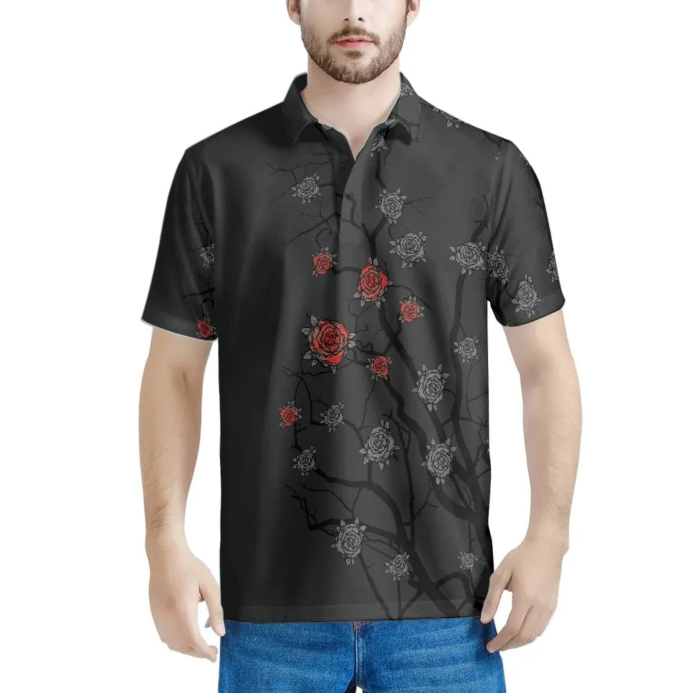 Xituodai Gothic Rose Pattern 2022 Summer Casual Polo Shirt Men Short Sleeve Turn Down Collar Slim Fit Holiday Beach Party Eye-ca