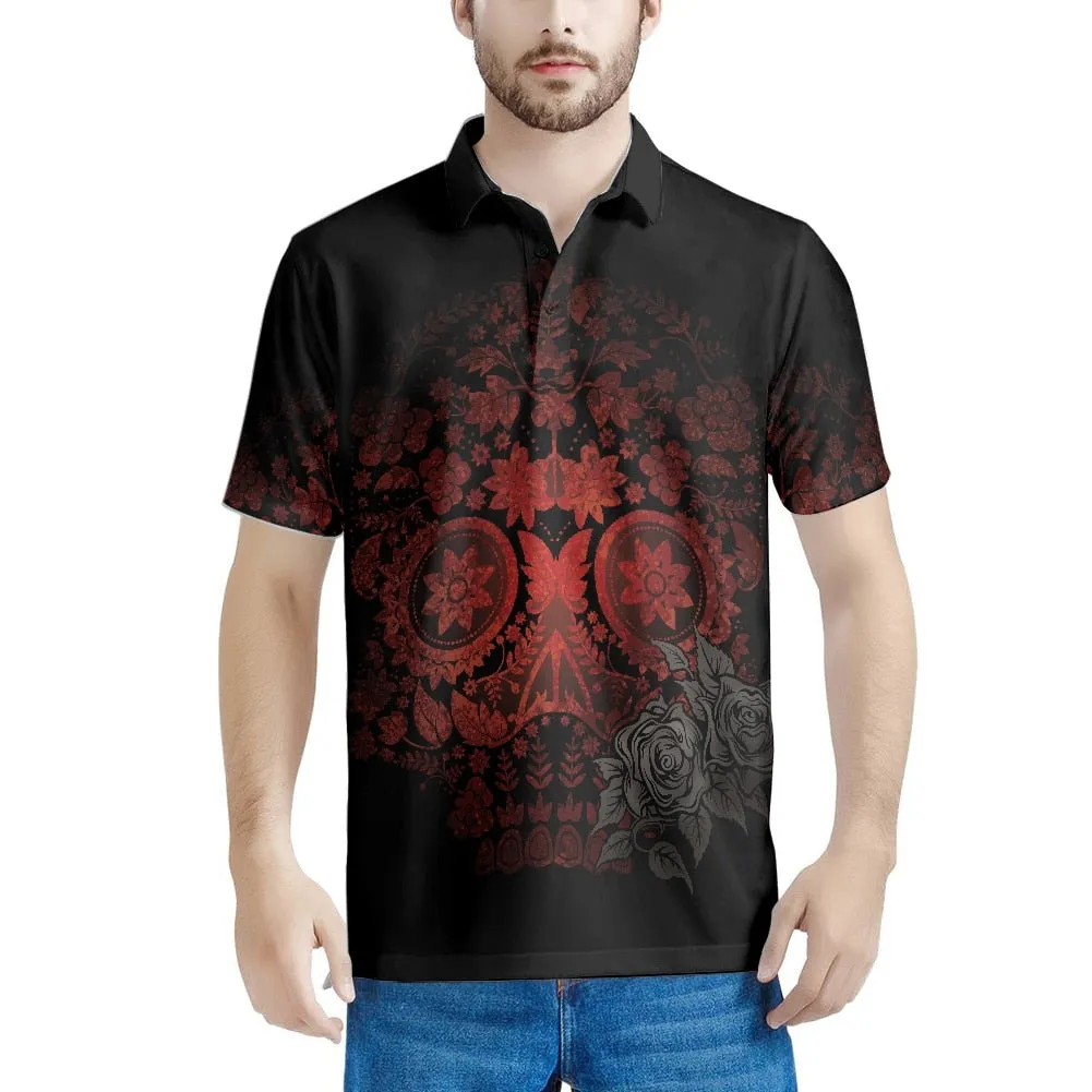 Xituodai Gothic Rose Pattern 2022 Summer Casual Polo Shirt Men Short Sleeve Turn Down Collar Slim Fit Holiday Beach Party Eye-ca