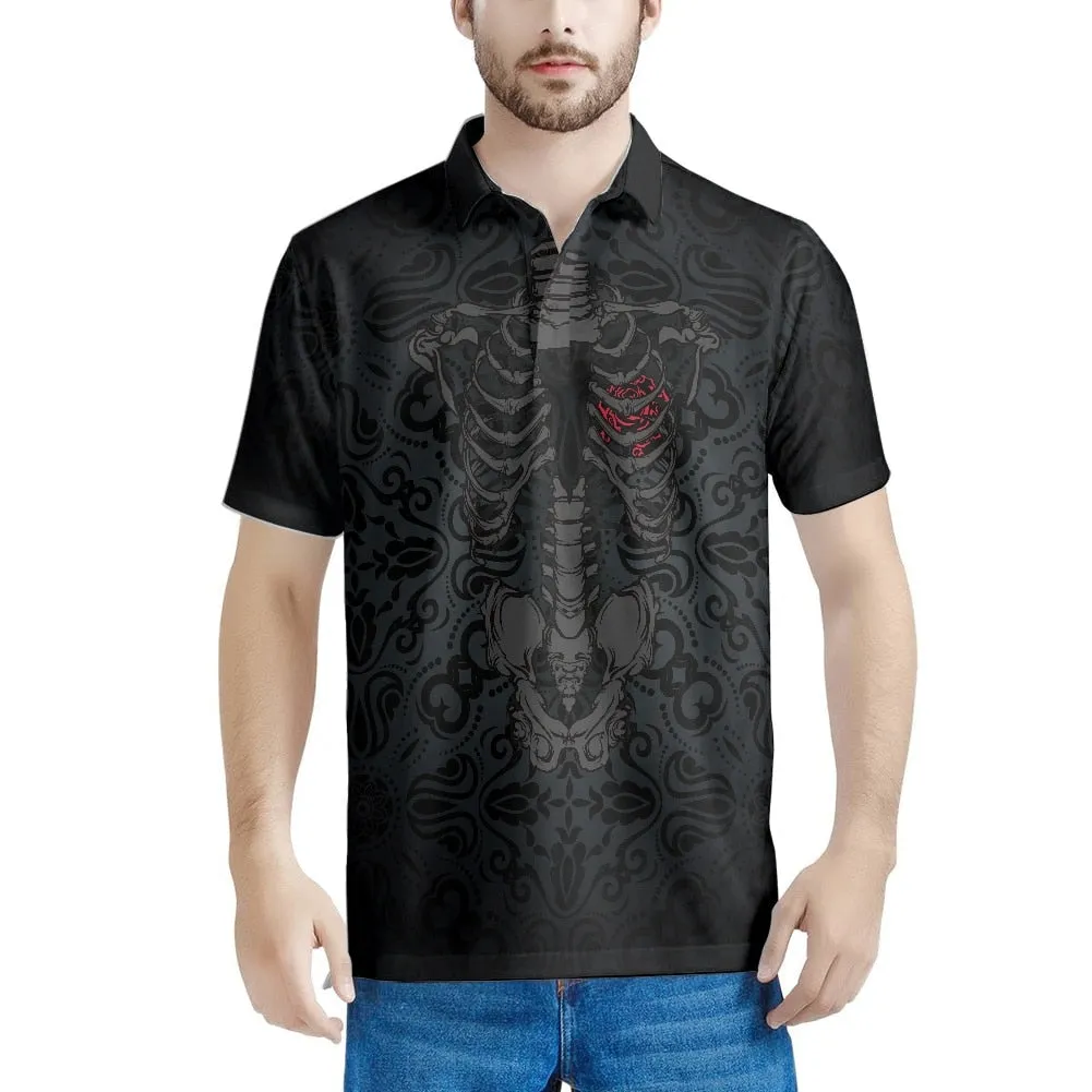 Xituodai Gothic Rose Pattern 2022 Summer Casual Polo Shirt Men Short Sleeve Turn Down Collar Slim Fit Holiday Beach Party Eye-ca