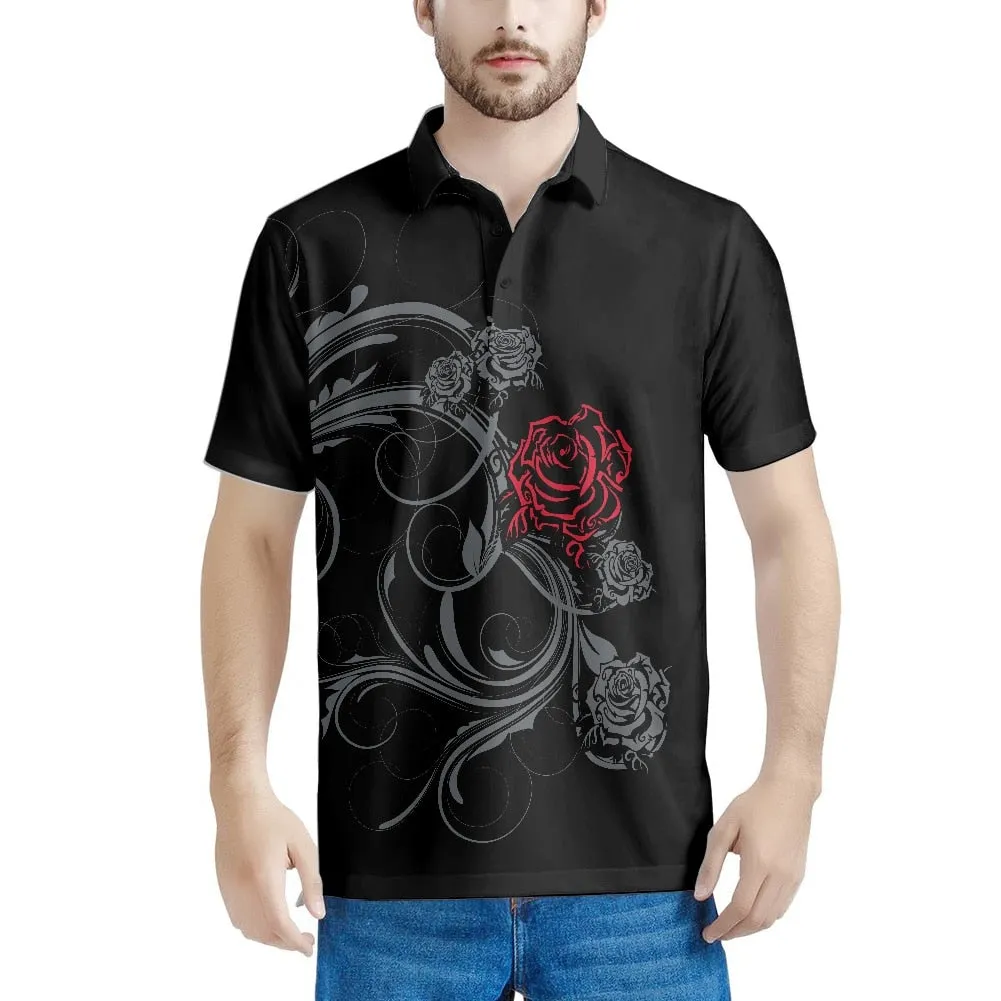 Xituodai Gothic Rose Pattern 2022 Summer Casual Polo Shirt Men Short Sleeve Turn Down Collar Slim Fit Holiday Beach Party Eye-ca